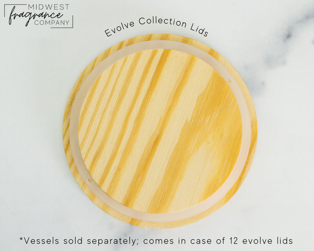 The underside of an Evolve natural pine lid showing the silicone seal to keep the lid on the candle vessel.