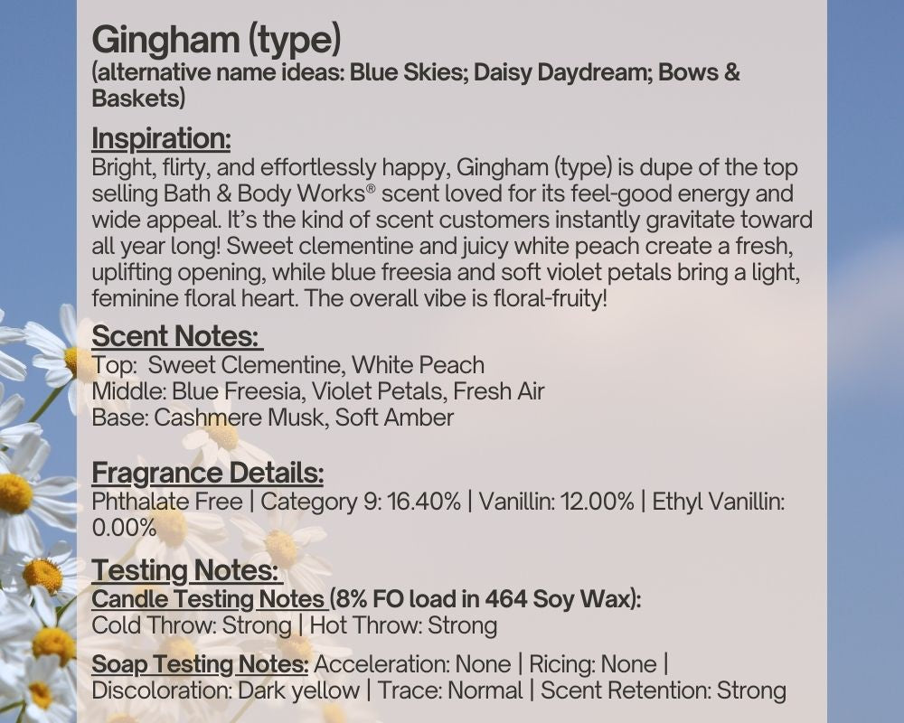 Gingham (type) - Fragrance Oil