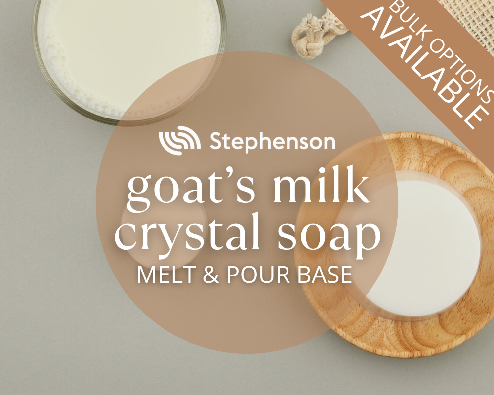 goats milk crystal soap melt and pour base from Stephenson with bulk pricing available