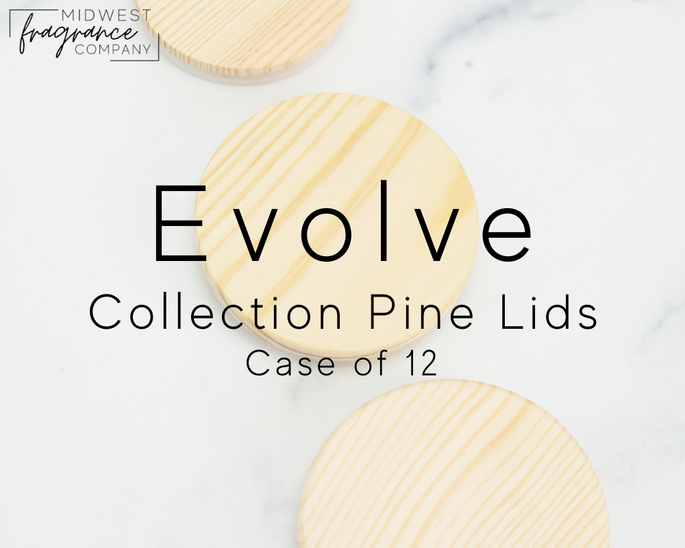 The top of three natural pine lids for the Evolve candle vessel on a white background.