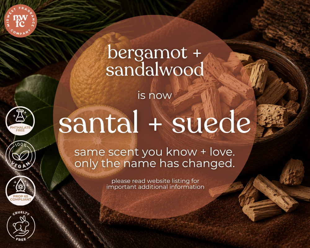 Santal + Suede <br><br> [Previously Bergamot + Sandalwood] - Fragrance Oil
